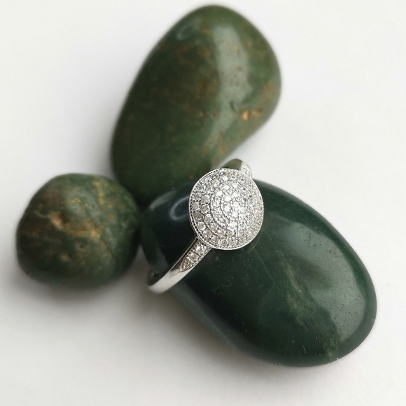 STERLING silver CZ pave dome ring size 8 - Picture 6 of 6